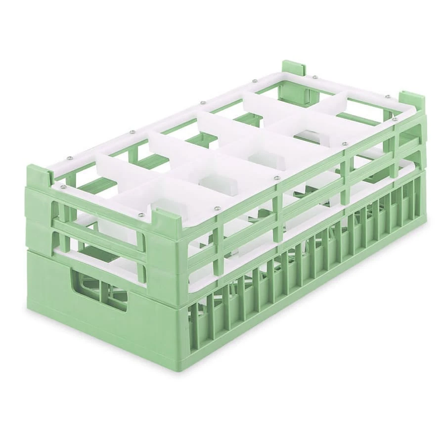 Vollrath 5282111 Light Green Half Size Tall 10-Compartment Glass Rack 1 Vollrath 5282111 Light Green Half Size Tall 10-Compartment Glass Rack