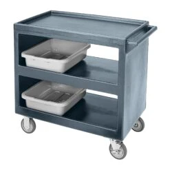 Cambro BC235191 Granite Gray Open Side 3-Shelf Service Cart