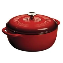 Lodge® EC6D43 Red 6 Quart Cast Iron Dutch Oven With Lid