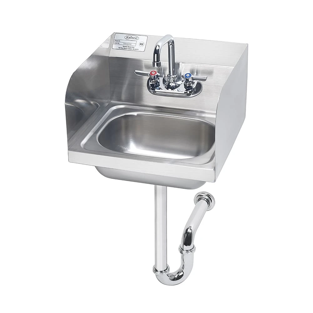 Krowne® HS-5 Hand Sink With Side Splashes & P-Trap 1 Krowne® HS-5 Hand Sink With Side Splashes & P-Trap