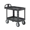 Rubbermaid FG452010BLA Black 2-Shelf Utility Cart W/ Pneumatic Casters