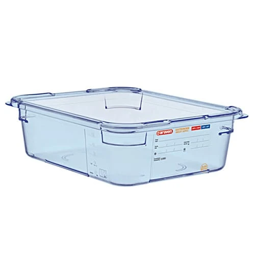 Araven 07822 Clear Blue 1/2 Size X 4"D Food Box 1 Araven 07822 Clear Blue 1/2 Size X 4"D Food Box