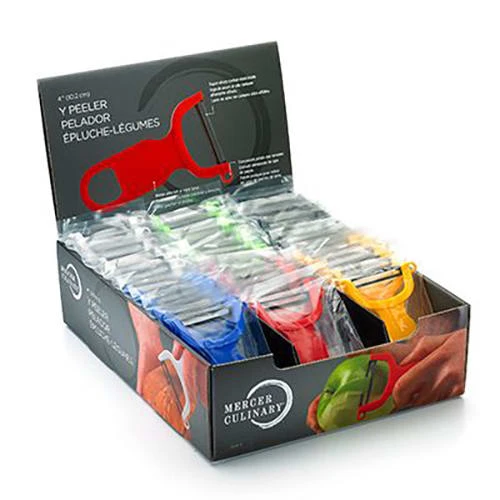 Mercer Culinary M33075 Assorted 4 In Y-Peeler W/ Display Box - 36 / CS 1 Mercer Culinary M33075 Assorted 4 In Y-Peeler W/ Display Box - 36 / CS