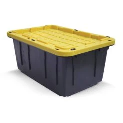 Centrex 17GFLATBKY Tough Box Black 17 Gallon Tote With Yellow Lid