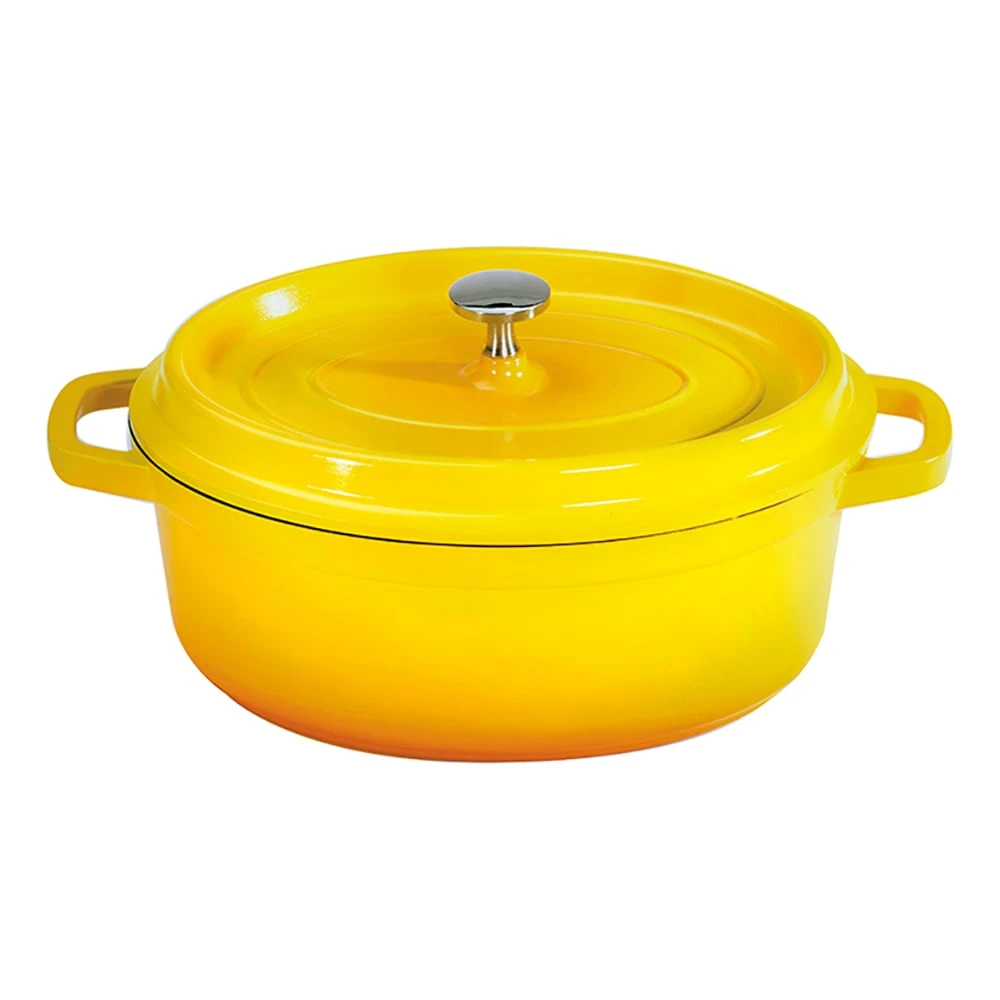 G.E.T. CA-009-Y/BK Yellow/Black Oval 3.75 Qt. Dutch Oven W/ Cover Set 1 G.E.T. CA-009-Y/BK Yellow/Black Oval 3.75 Qt. Dutch Oven W/ Cover Set