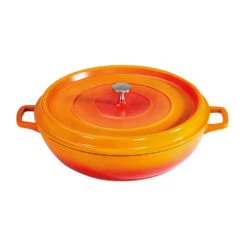 G.E.T. CA-005-O/BK Orange/Black Heiss 3 Quart Braiser Pan W/ Cover Set