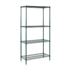 Winco VEXS-2436 Green Epoxy 24" X 36" X 72" 4 Tier Wire Shelving Set