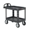 Rubbermaid FG454610BLA Black 2-Shelf Utility Cart W/ Pneumatic Casters
