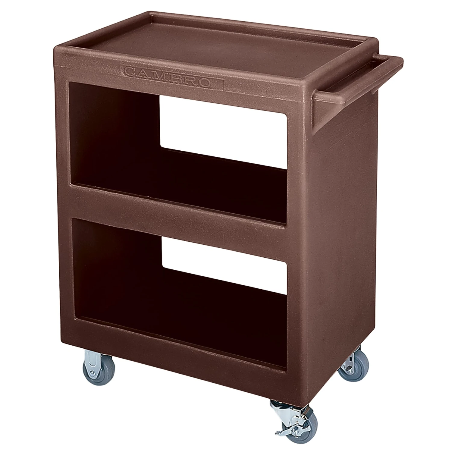 Cambro BC225131 Dark Brown Open Side 3-Shelf Service Cart 1 Cambro BC225131 Dark Brown Open Side 3-Shelf Service Cart