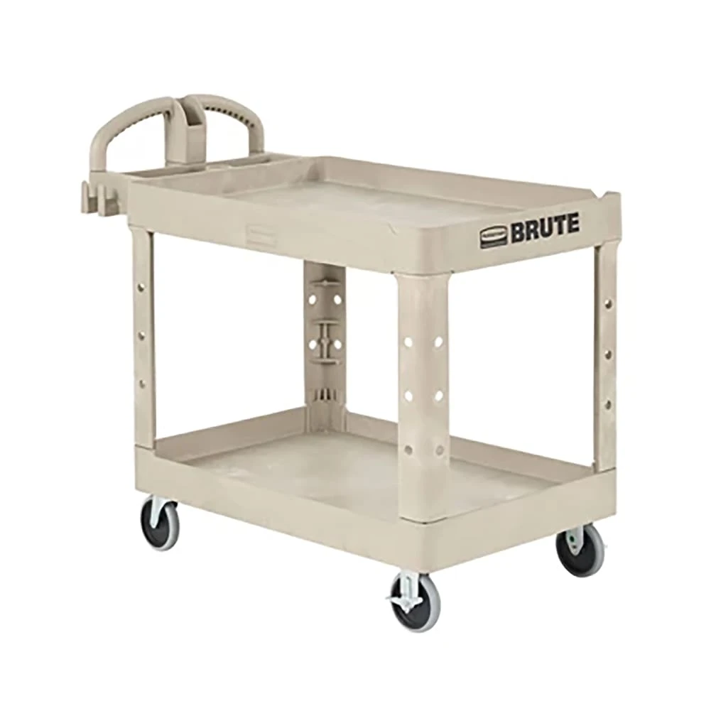 Rubbermaid FG452088 Beige 2-Shelf 45 X 26" Utility Cart 1 Rubbermaid FG452088 Beige 2-Shelf 45 X 26" Utility Cart