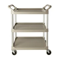 Rubbermaid FG342488PLAT 3-Shelf Utility Cart With Swivel Casters
